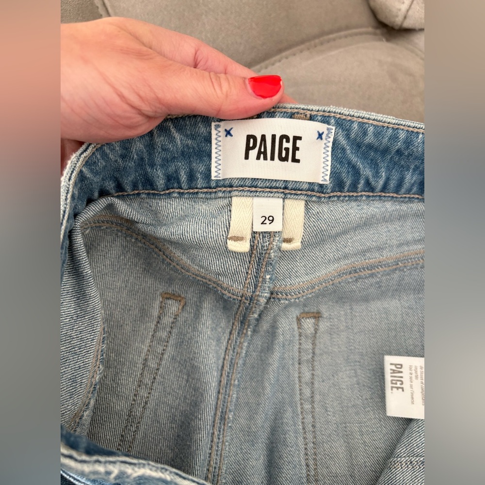 PAIGE Manhattan Mid Rise Blue Boots Jeans Size 29 Vintage Style Double Loops - Picture 6 of 15